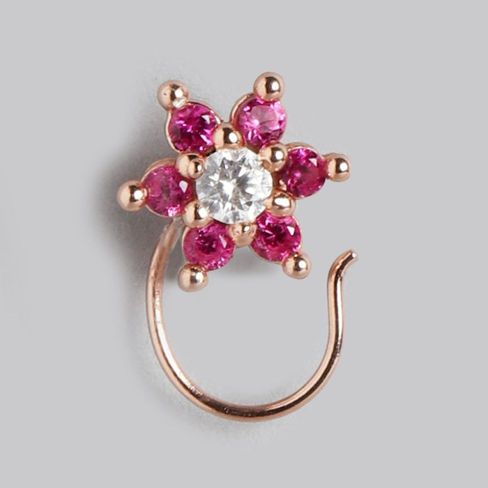 Floral Sparkle Rose Gold-Plated Cubic Zirconia Flower Nosepin