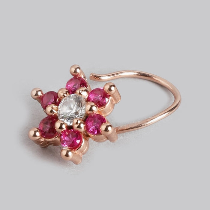 Floral Sparkle Rose Gold-Plated Cubic Zirconia Flower Nosepin