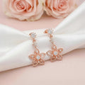 Floral Star Rose Gold Plated 925 Sterling Silver Drop Earrings
