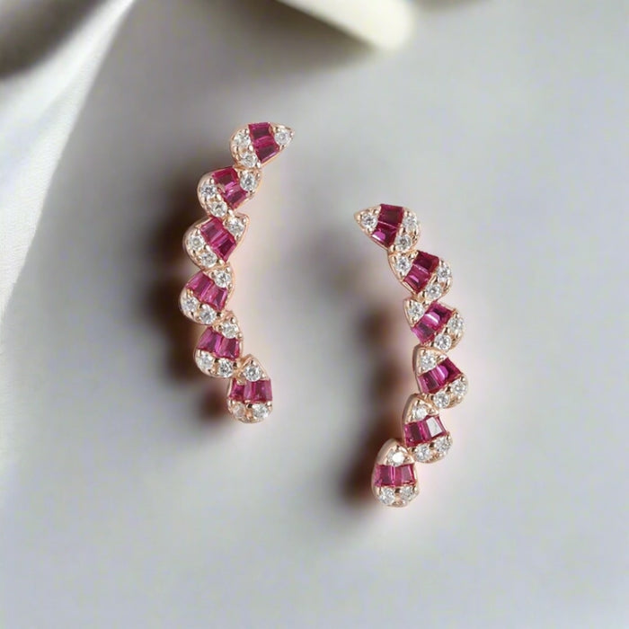 Floral Whirl Rose Gold Plated 925 Sterling Silver Earrings
