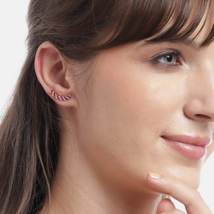 Floral Whirl Rose Gold Plated 925 Sterling Silver Earrings