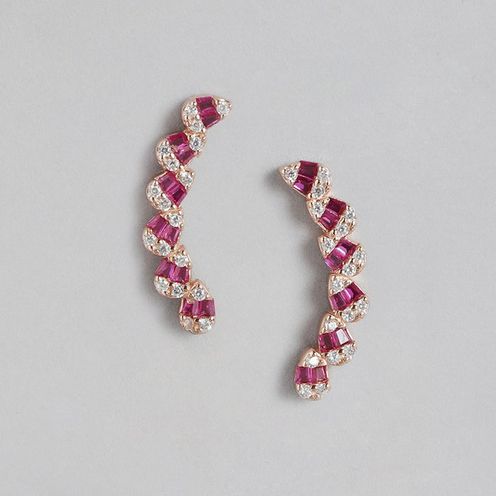 Floral Whirl Rose Gold Plated 925 Sterling Silver Earrings