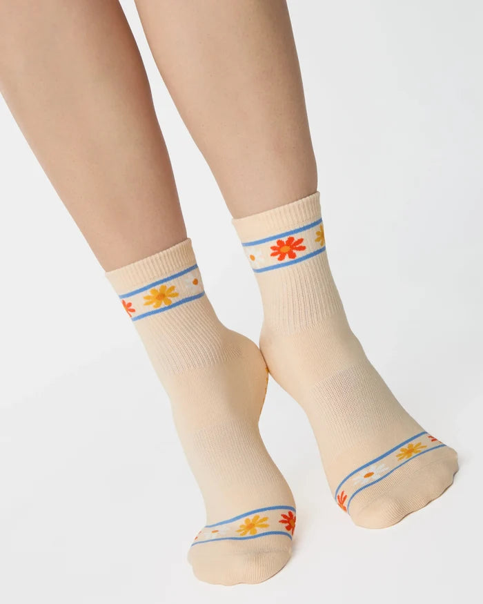 Flower Crown Ankle Grip Sock