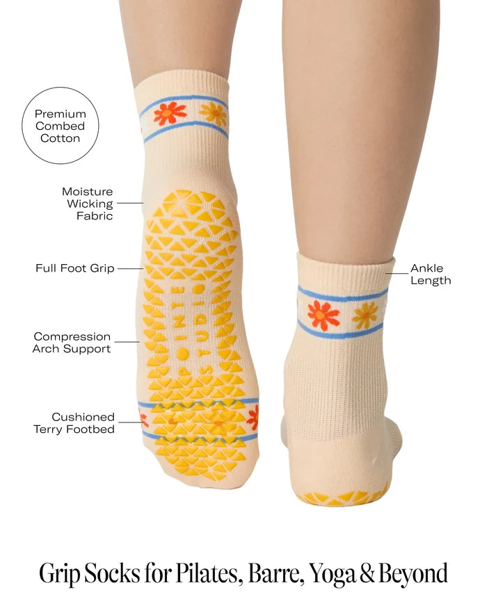 Flower Crown Ankle Grip Sock