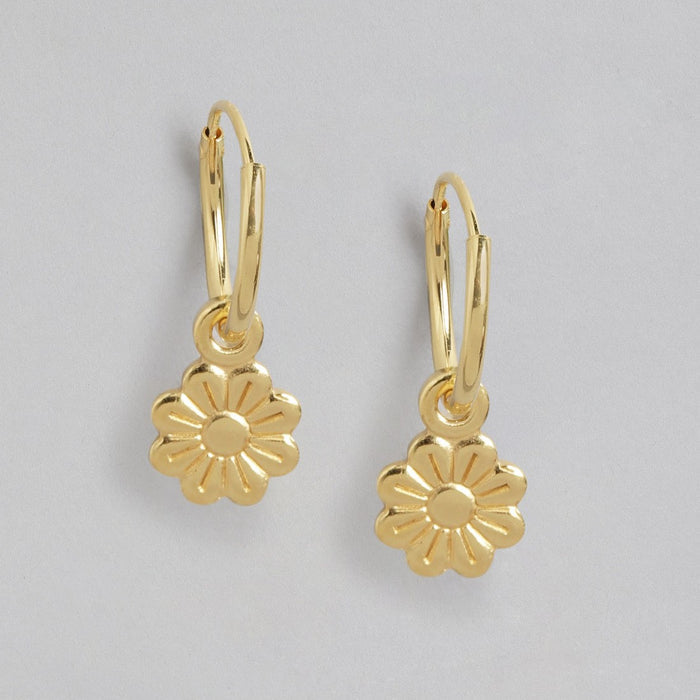 Flower Hook n Loop Gold Plated Earring