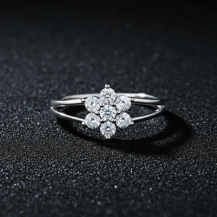 Flower of Fortune Rhodium Plated Ring (Adjustable)