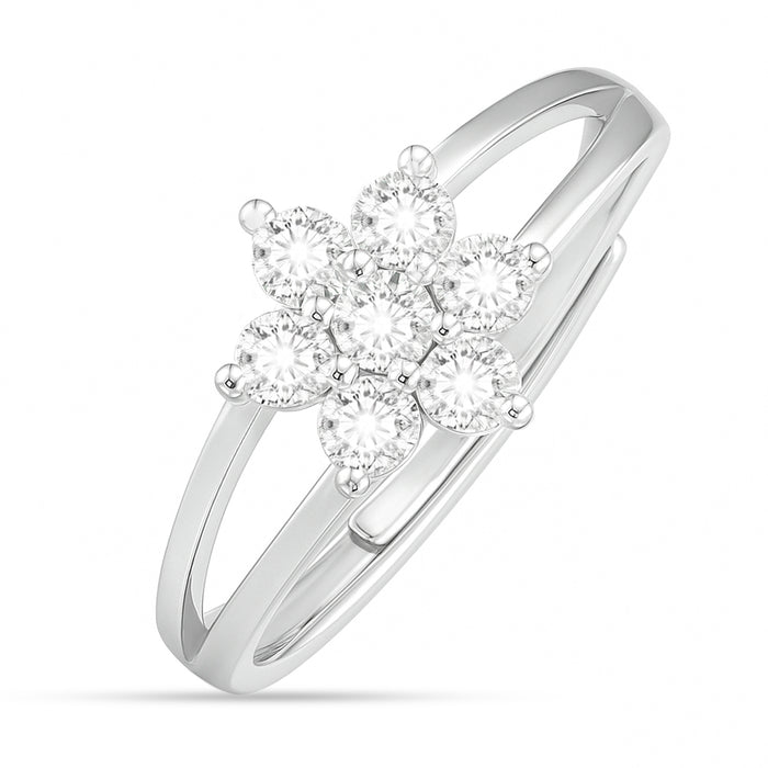 Flower of Fortune Rhodium Plated Ring (Adjustable)