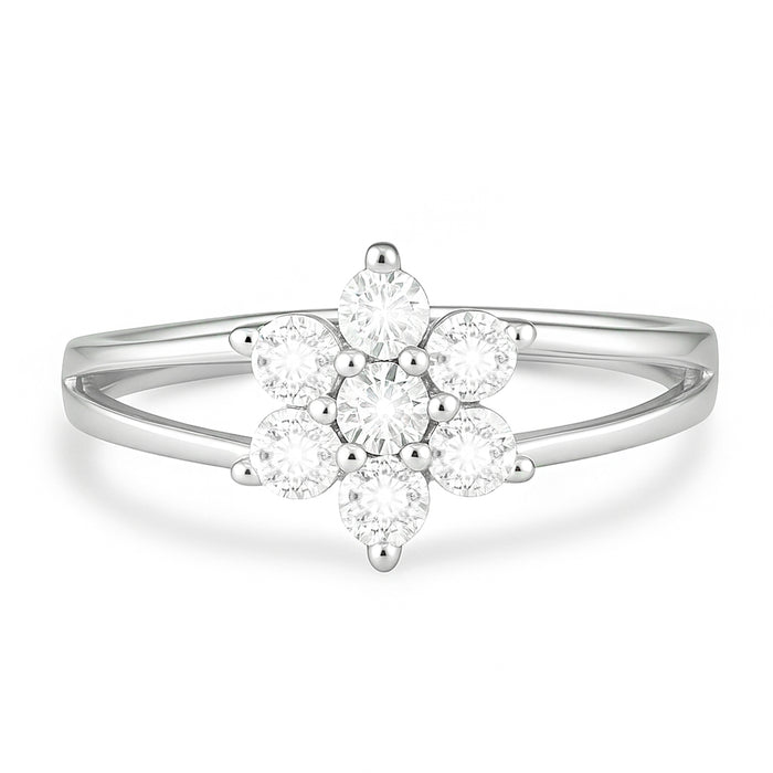 Flower of Fortune Rhodium Plated Ring (Adjustable)