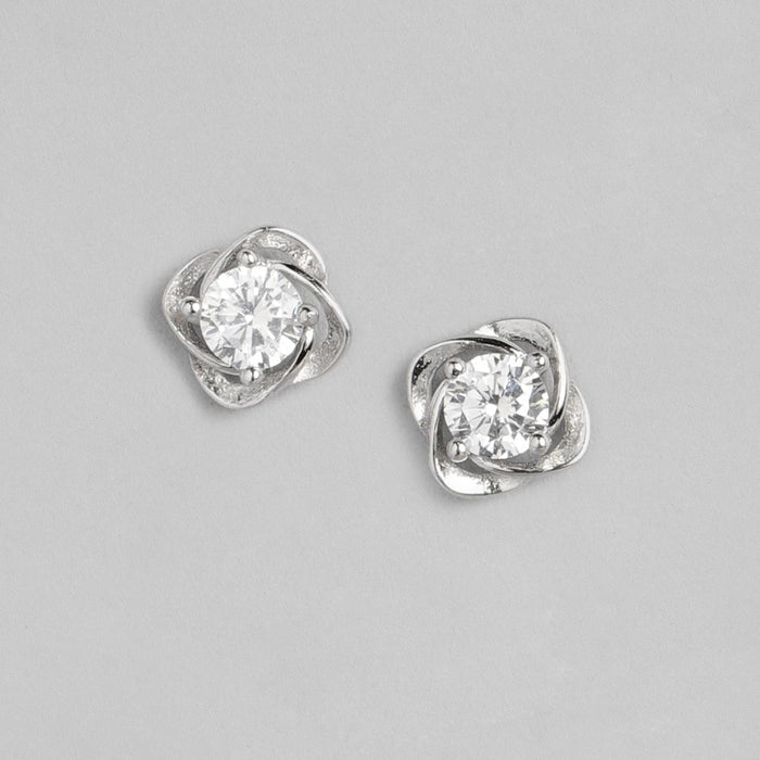 Flower Solitaire CZ 925 Sterling Silver Stud Earrings