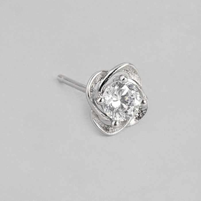 Flower Solitaire CZ 925 Sterling Silver Stud Earrings