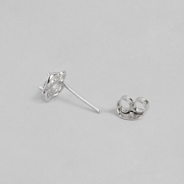 Flower Solitaire CZ 925 Sterling Silver Stud Earrings