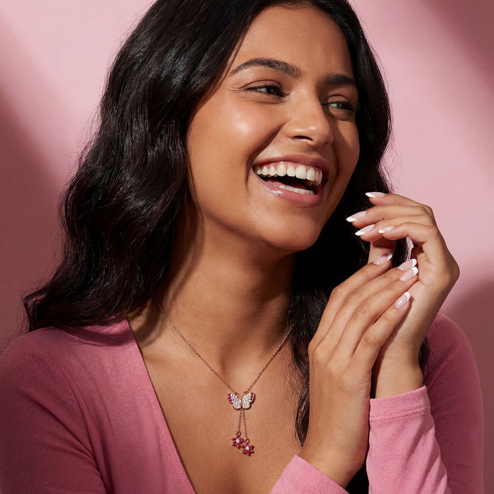 Flutter of Love Butterfly Rose Gold Plated Necklace