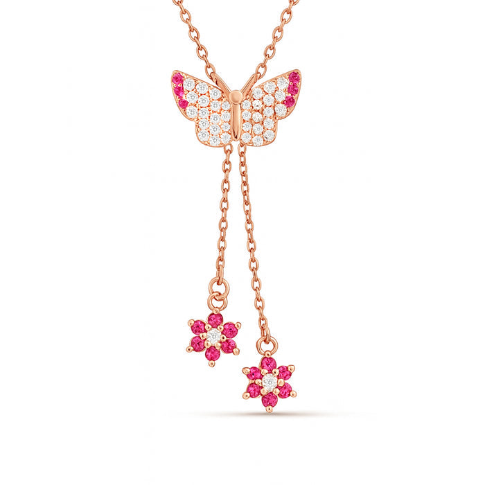 Flutter of Love Butterfly Rose Gold Plated Necklace