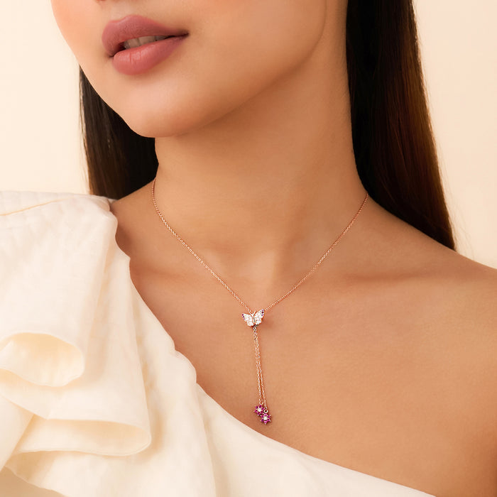 Flutter of Love Butterfly Rose Gold Plated Necklace
