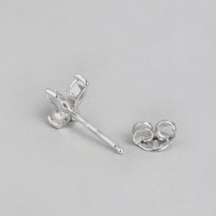 Fluttering Beauty Rhodium Plated 925 Sterling Silver Butterfly Stud Earring