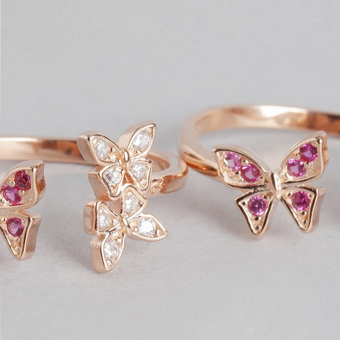 Fluttering Butterfly Rose Gold Plated 925 Silver Toe Ring (Adjsutable)