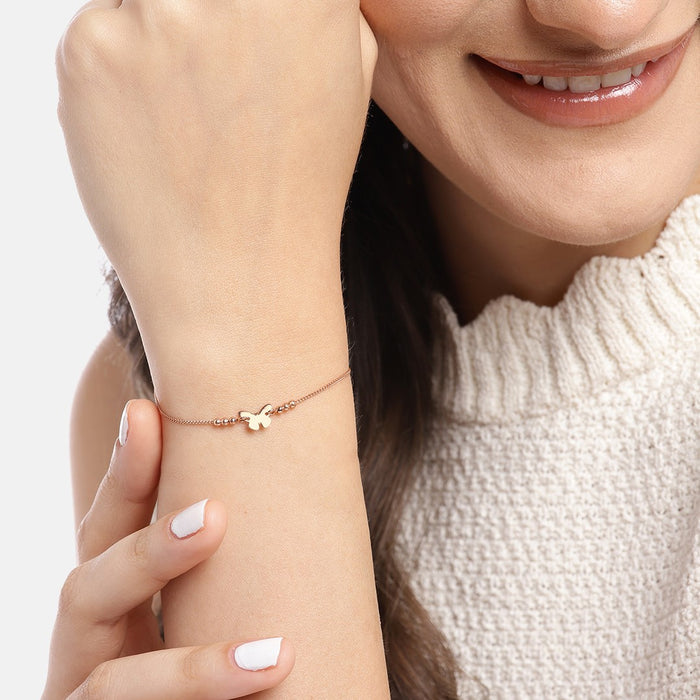 Fluttering Elegance Rose Gold-Plated 925 Sterling Silver Bracelet