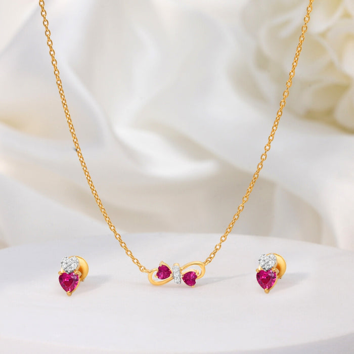 Fluttering Hearts Gold Plated 925 Sterling Silver Jewellery Set