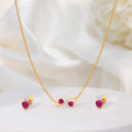 Fluttering Hearts Gold Plated 925 Sterling Silver Jewellery Set