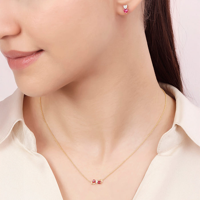 Fluttering Hearts Gold Plated 925 Sterling Silver Jewellery Set