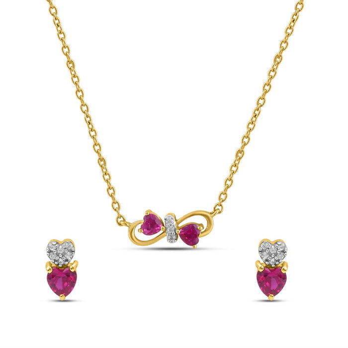 Fluttering Hearts Gold Plated 925 Sterling Silver Jewellery Set
