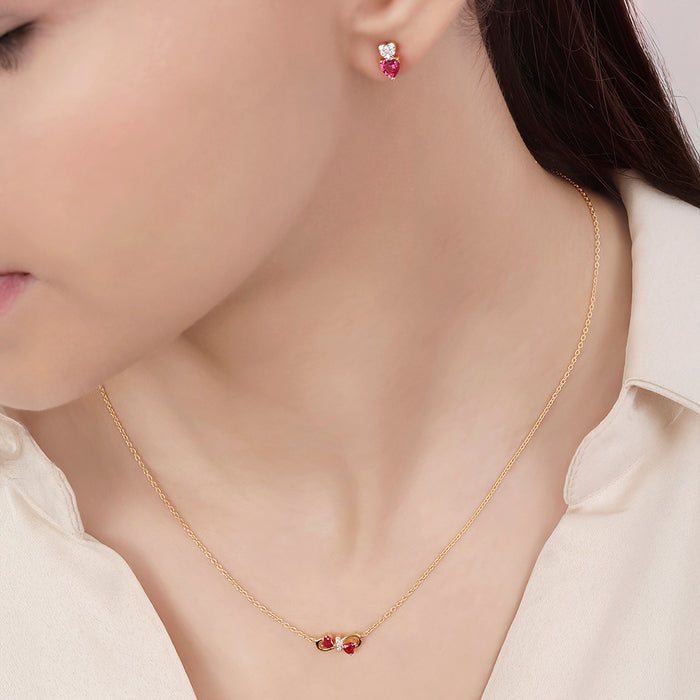 Fluttering Hearts Gold Plated 925 Sterling Silver Jewellery Set