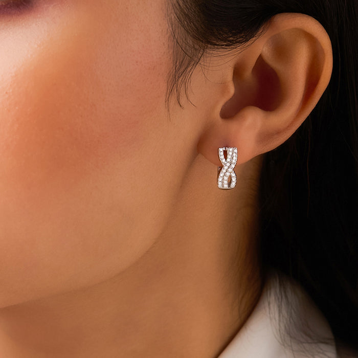 Forever in a Moment Hoop Rhodium Plated Earrings