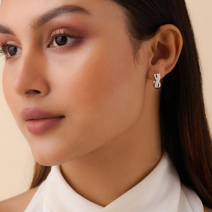 Forever in a Moment Hoop Rhodium Plated Earrings
