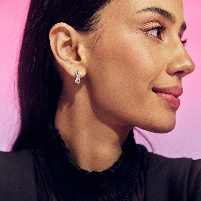 Forever in a Moment Hoop Rhodium Plated Earrings