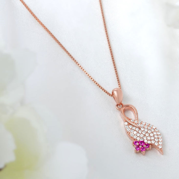 925 Sterling Silver Forever in Bloom Rose Gold Plated 925 Sterling Silver Pendant for Women – Zavya