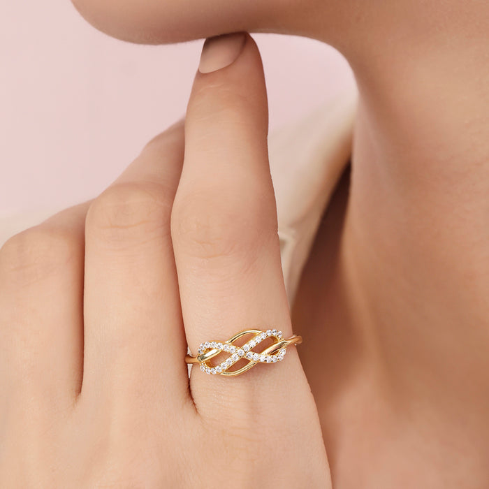 Forever Intertwined Gold Plated 925 Sterling Silver Ring