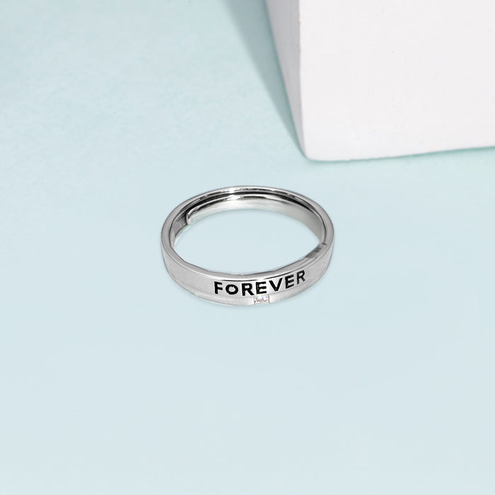 Forever Rhodium Plated 925 Sterling Silver Women Ring (Adjustable)