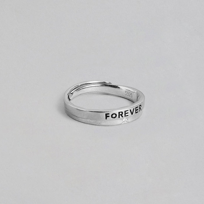 Forever Rhodium Plated 925 Sterling Silver Women Ring (Adjustable)