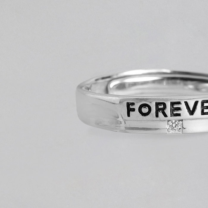 Forever Rhodium Plated 925 Sterling Silver Women Ring (Adjustable)