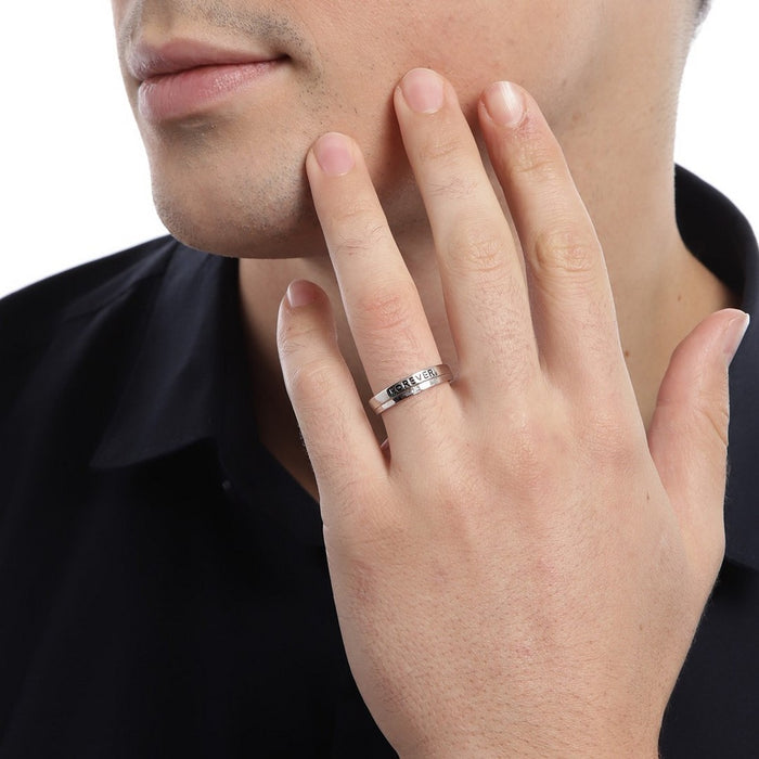 Forever Together 925 Sterling Silver Couple Ring Band (Adjustable)