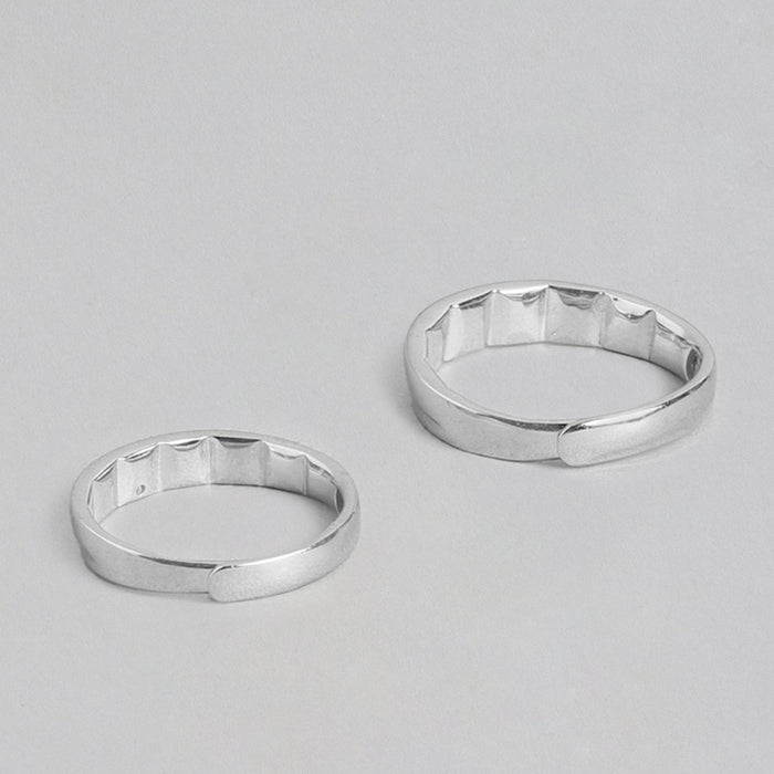 Forever Together 925 Sterling Silver Couple Ring Band (Adjustable)