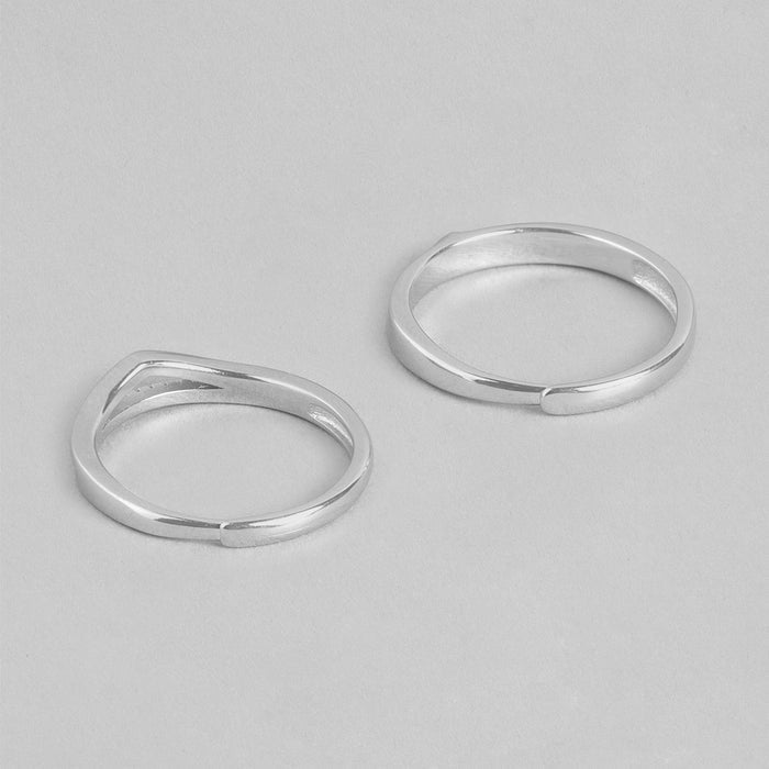 Forever Us Rhodium Plated 925 Sterling Silver Couple Ring (Adjustable)