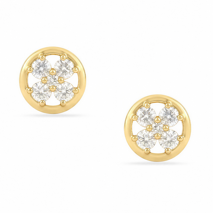Four Petal Spark Gold Plated 925 Sterling Silver Stud Earrings
