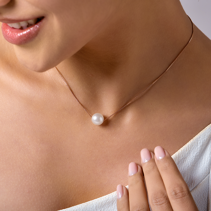 Freshwater Pearl 925 Silver Jewellery Set in Rose Gold