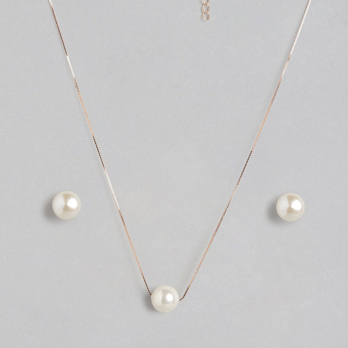 Freshwater Pearl 925 Silver Jewellery Set in Rose Gold