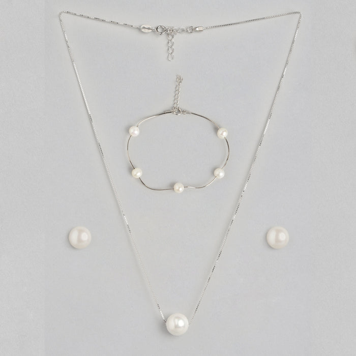 Freshwater Pearl 925 Silver Jewellery Set Trio