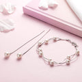Freshwater Pearl Rhodium Plated 925 Sterling Silver Jewelery set