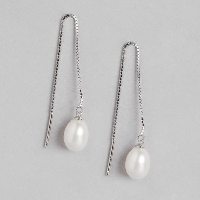 Freshwater Pearl Rhodium Plated 925 Sterling Silver Jewelery set