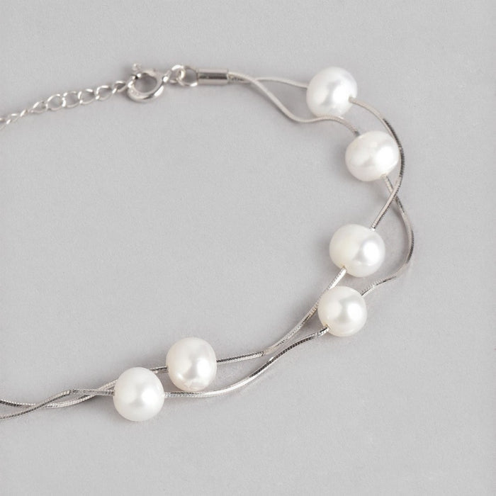 Freshwater Pearl Rhodium Plated 925 Sterling Silver Jewelery set