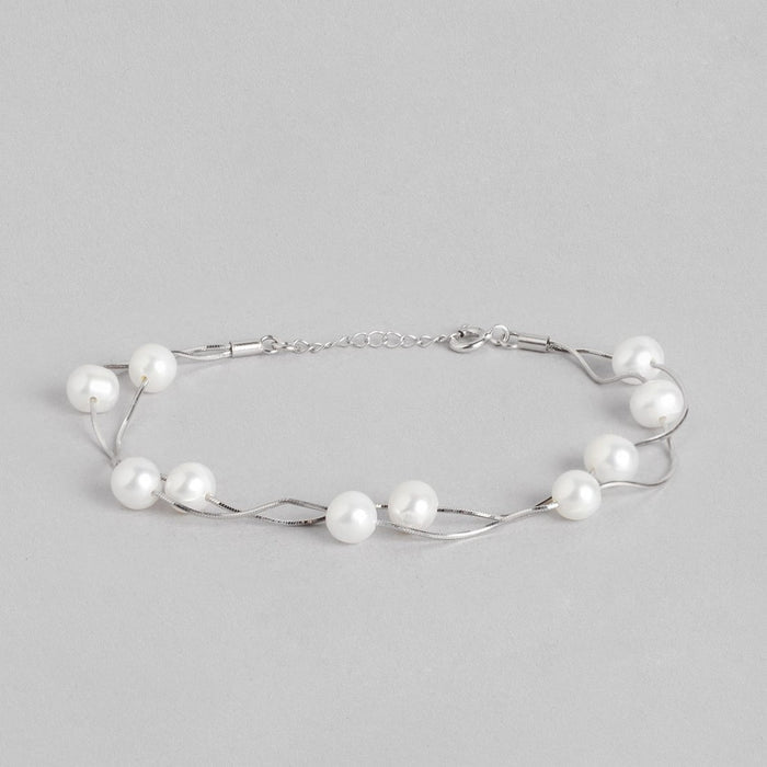 Freshwater Pearl Rhodium Plated 925 Sterling Silver Jewelery set