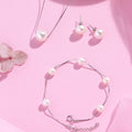 Freshwater Pearl Rhodium Plated 925 Sterling Silver Jewellery Set