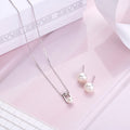 Freshwater Pearl Rhodium Plated 925 Sterling Silver Jewellery Set