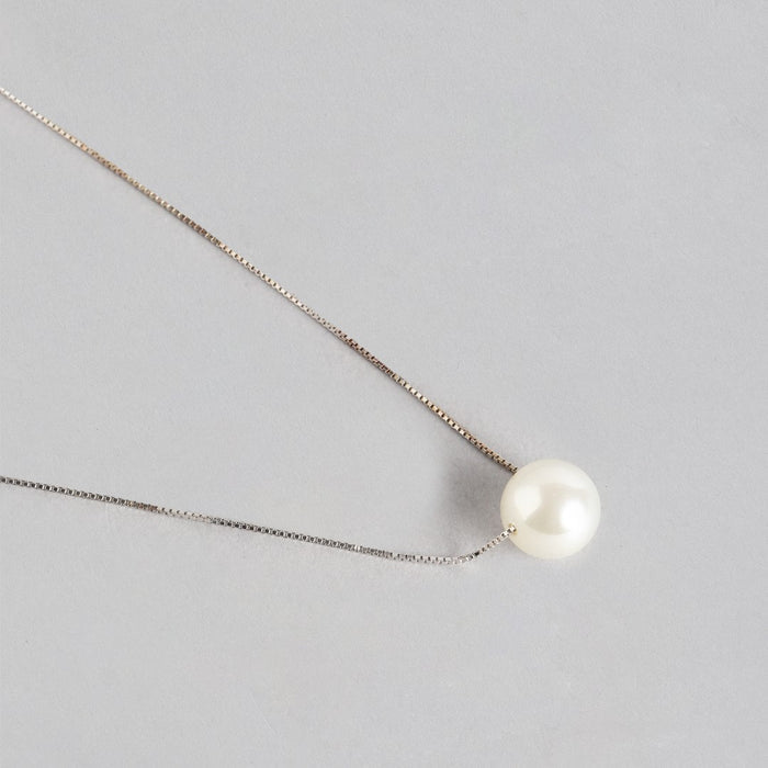 Freshwater Pearl Rhodium Plated 925 Sterling Silver Jewellery Set