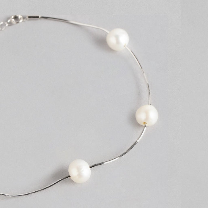 Freshwater Pearl Rhodium Plated 925 Sterling Silver Jewellery Set