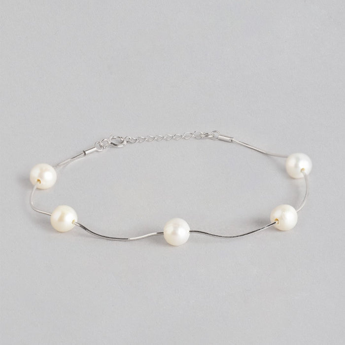 Freshwater Pearl Rhodium Plated 925 Sterling Silver Jewellery Set